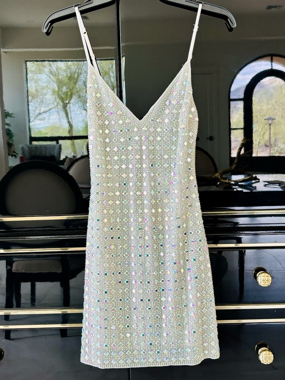 NWT Oh Polly Svana Embellished A-Line Silver Mini Dress - Picture 3 of 10